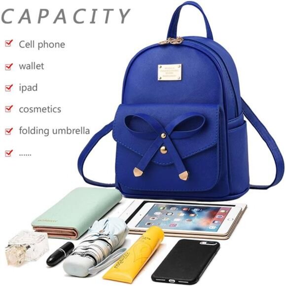 Girls Bowknot Cute Leather Backpack Mini Backpack Purse for Women main image 5